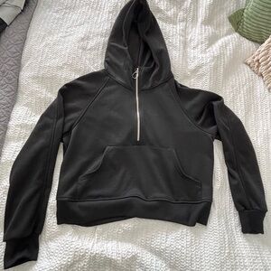 Women's Black Half-Zip cropped Hoodie